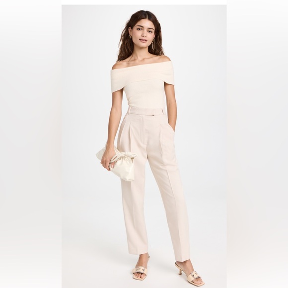 Pixie Market Jaimie pleated pants in color called SAND. - Picture 3 of 16